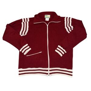 Net Worth dark red and white striped 80s vintage track jacket women’s M